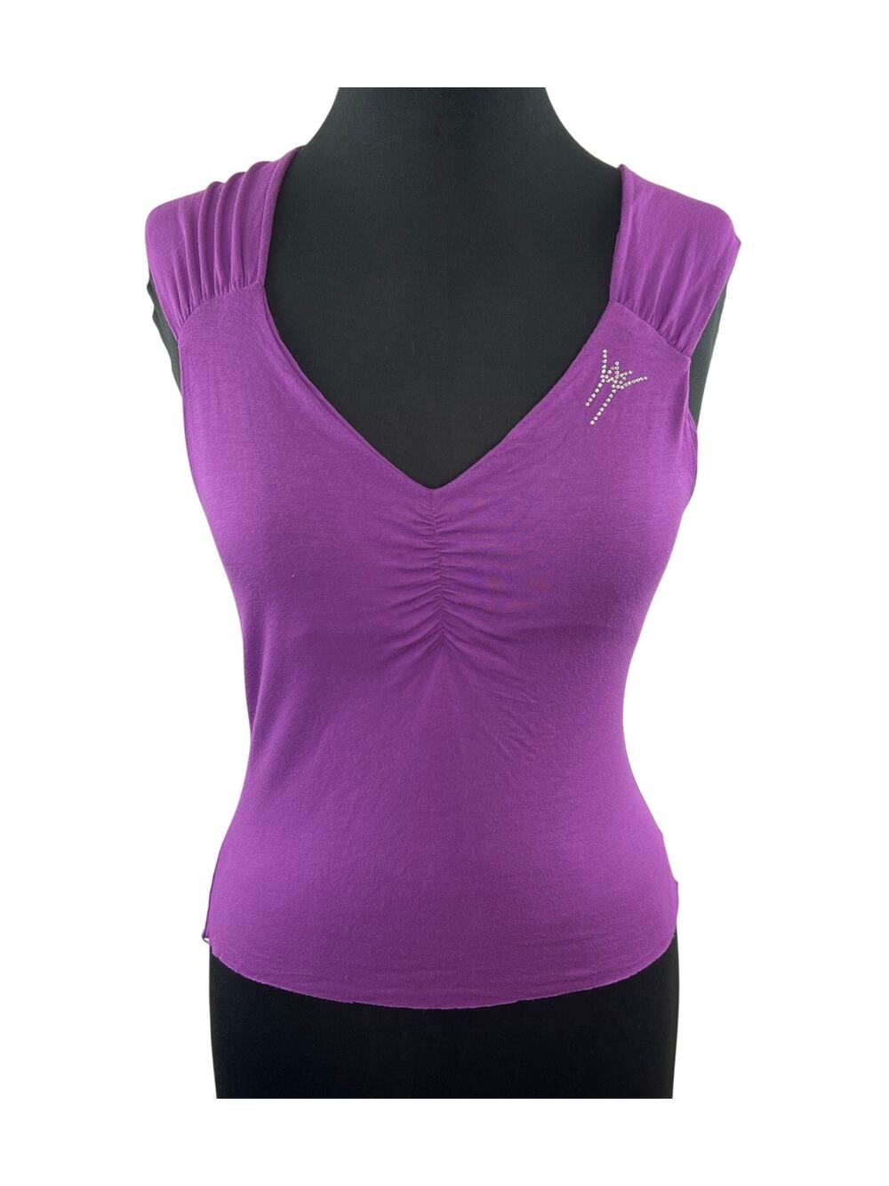 PRIMO EMPORIO Made in Italy Vibrant Purple Cut Out Back Top Size S Small